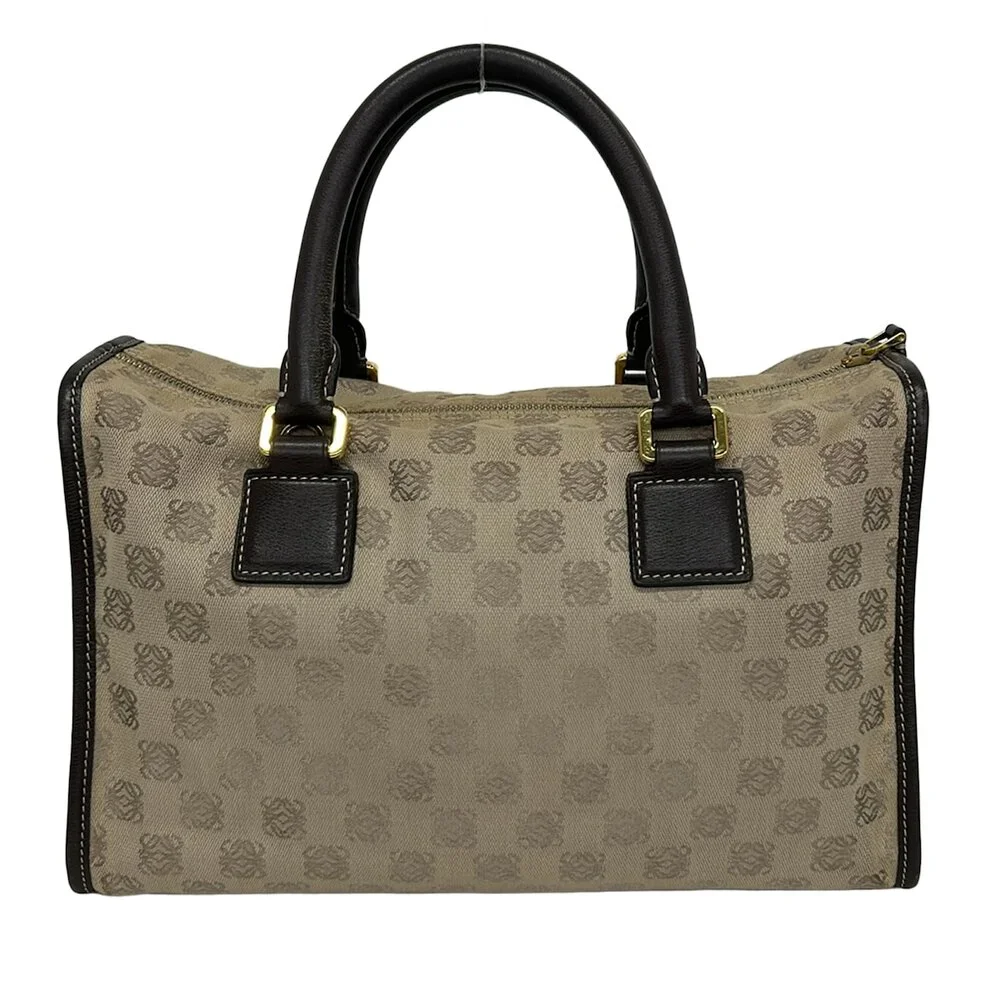 Loewe Handbag Beige Khaki Dark Brown Jacquard Leather